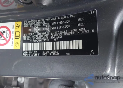 2019 Lexus Rx 350 z USA, uszkodzony, nr VIN 2T2BZMCA8KC207900